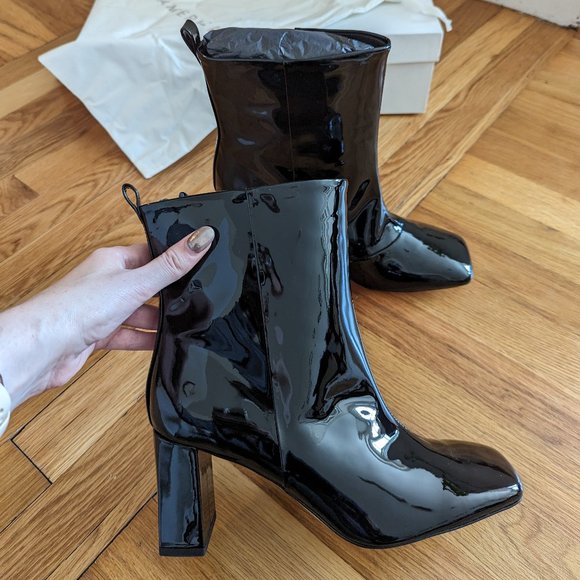 Good American Shoes - New Good American Black Patent Leather Square Toe Boots